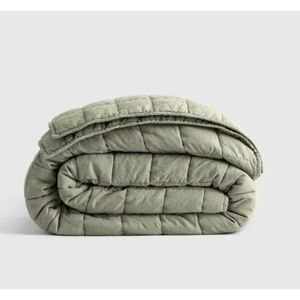 Willowleaf Green Linen Box Quilt Throw Blanket - Home Bedding